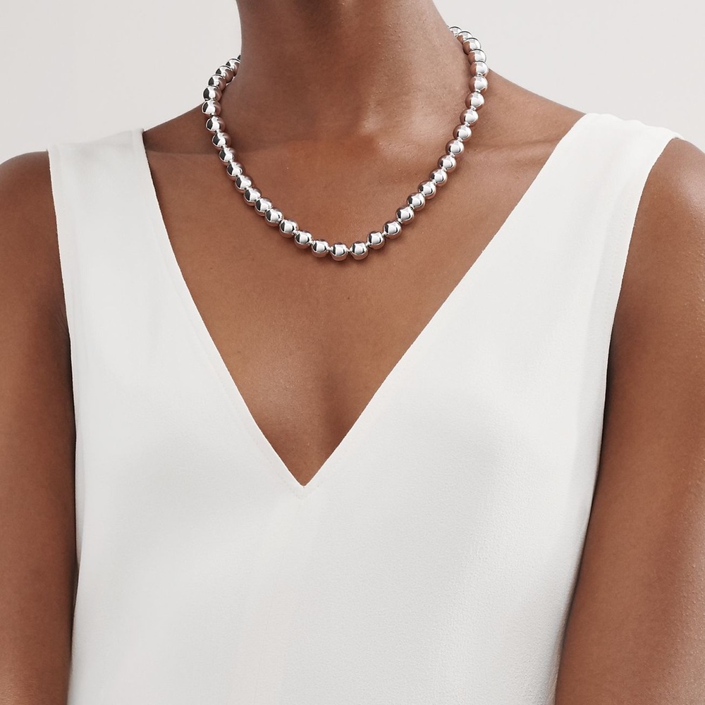 Elegant Silver Beaded Necklace